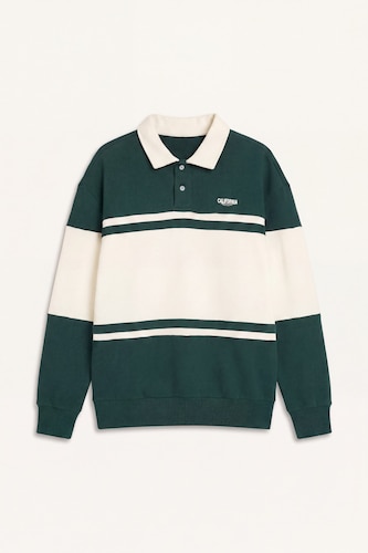 Pamuklu Boxy Fit Polo Yaka Sweatshirt