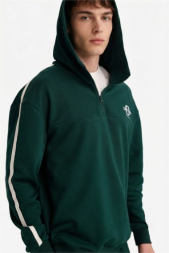 Boxy Fit Kapüşonlu Baskılı Sweatshirt