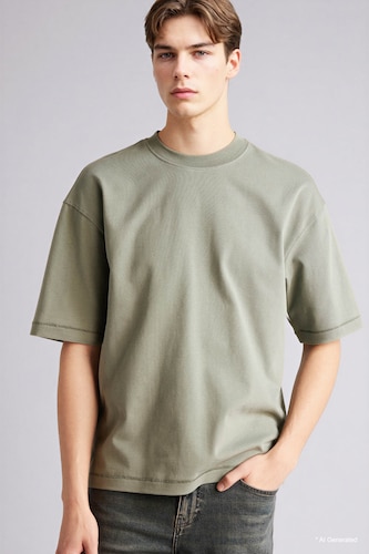 Boxy Fit Crew Neck Short Sleeve Cotton T-Shirt