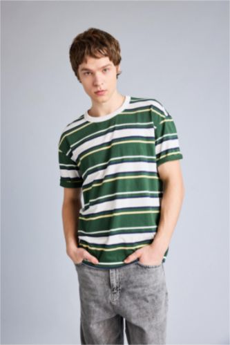 MAN Dark Green Cotton Boxy Fit Printed T-Shirt