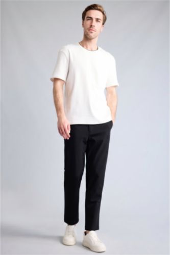Men Black Tailored Fit Trousers