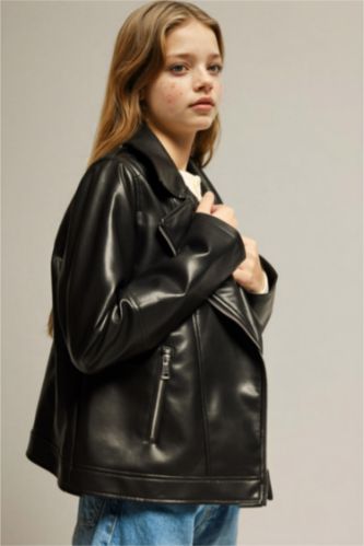 Girls & Teens Black Girl Faux Leather Jacket