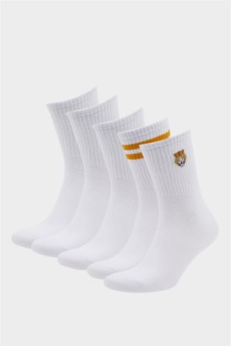 رجال أبيض جوارب قصيرة قطن من 5 قطع