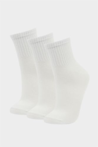 نساء أبيض جوارب قصيرة نسائية من قطن - 3 قطع