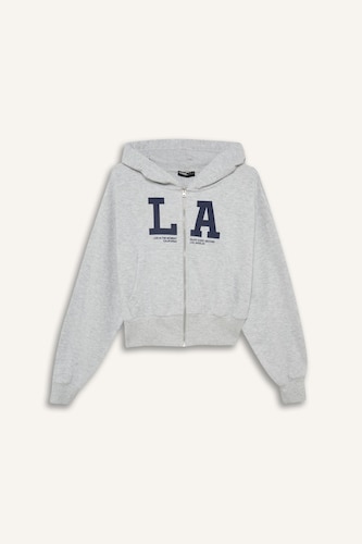 Crop Thick Sweatshirt Fabric Cardigan