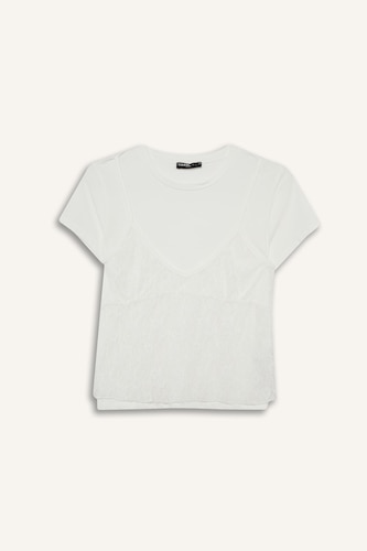 Lace Detail Short Sleeve T-Shirt