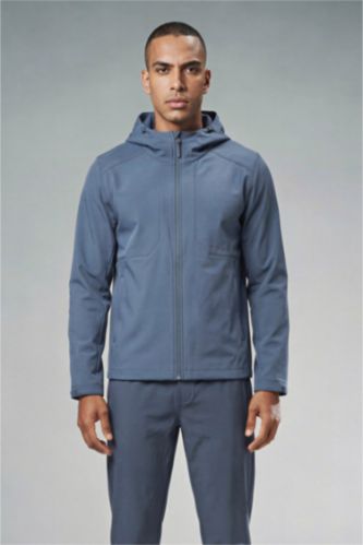 Erkek İndigo 	Rüzgar Geçirmez Su İtici 	 Regular Fıt Kapüşonlu Fermuarlı Mont