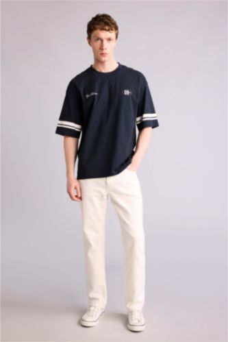 Erkek Beyaz Esnek Belli Carrot Fit Jean Pantolon