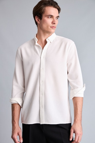 MAN Ecru Regular Fit Long Sleeve Shirt