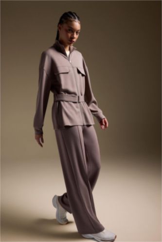 WOMAN Light Brown Airtech Straight Fit Modal Sports Trousers