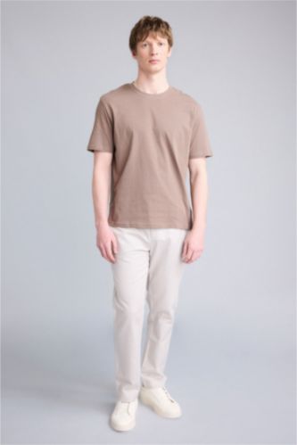 Мужчины Слоновая кость Брюки из хлопкового льна