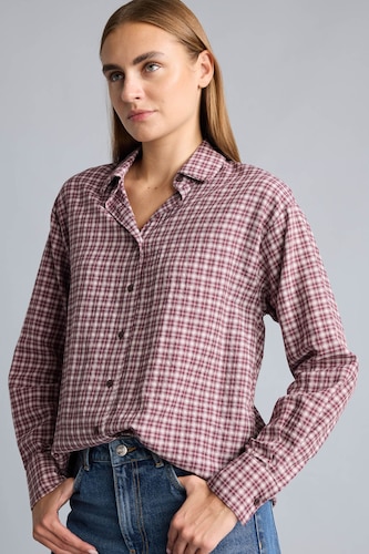 Women Bordeaux Regular Fit Flanel Long Sleeve Shirt