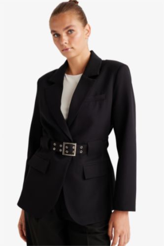 Regular Fit Ceket Yaka Krep Blazer Ceket