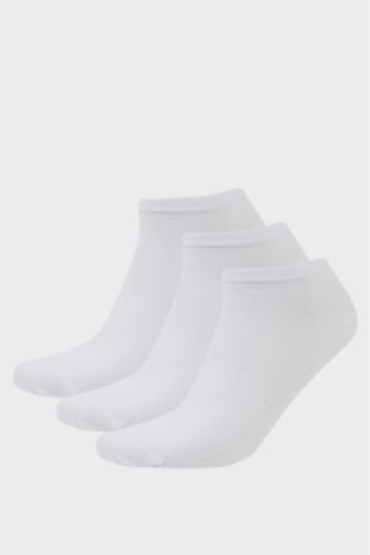 Erkek Beyaz Erkek Dikişsiz 3'lü Bambu Patik Çorap