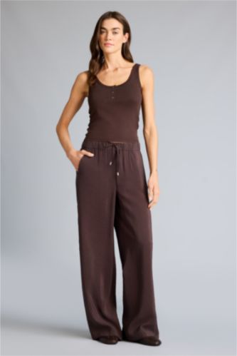 WOMAN Brown Wide Leg High Waist Flare Fit Trousers