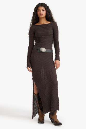Crepe Long Sleeve Maxi Dress
