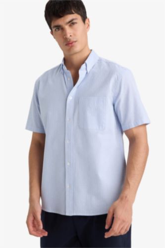 Erkek Mavi %100 Pamuk Gömlek