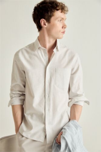 HOMME Beige Chemise en lin mélangé
