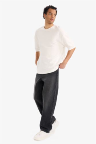 سروال جينز باجي وايد ليج