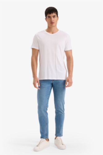 Regular Hem Denim Trousers
