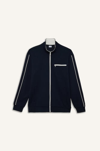 Standard Fit High Neck Zip-Up Sweatshirt
