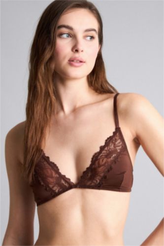 WOMAN Brown Wireless with Lace Bra
