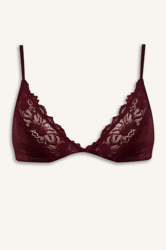 Dantel Detaylı Saten Kapsız Pedsiz Balensiz Bralet