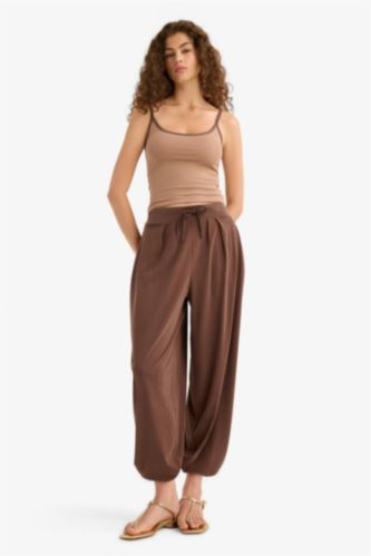 Kadın Koyu Kahve Oversıze Modal Pantolon