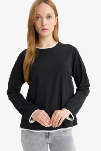 Regular Fit Crew Neck Long Sleeve T-Shirt Tunic