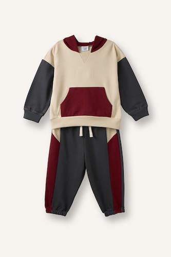 Erkek Bebek Antrasit Etiket Baskılı 2'Li Sweatshirt Erkek Bebek