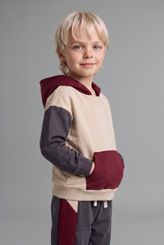 Erkek Bebek Antrasit %100 Pamuk Etiket Baskılı 2'Li Sweatshirt Erkek Bebek
