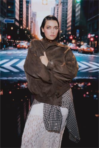 Afra x DeFacto Dad Fit поло жағалы найзағайлы күдері күртеше