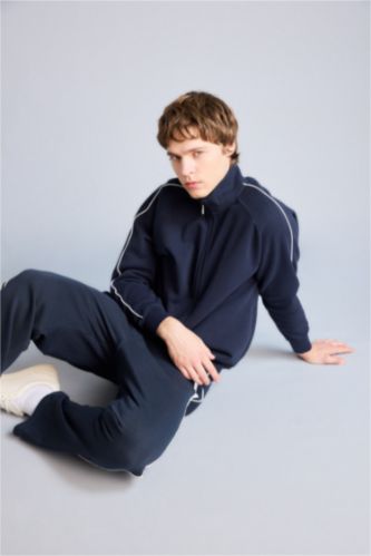 Erkek Lacivert Nefes Alabilen Boxy Fit Hırka