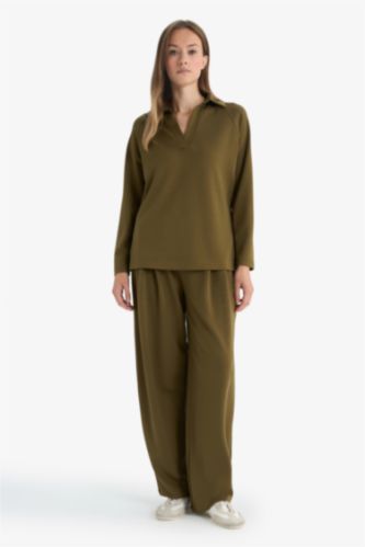 Barrel Fit Straight Leg Trousers