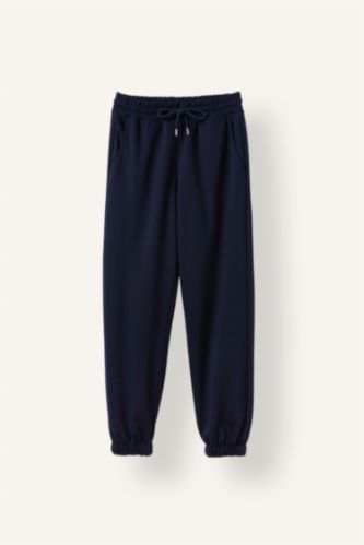 Kadın Lacivert Jogger Fıt Kalın Sweatshirt Kumaşı Pantolon