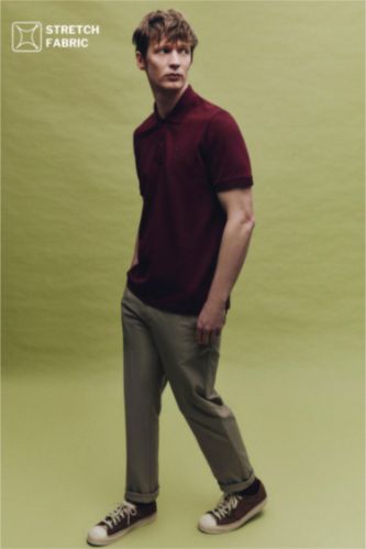 Man Beige Cotton Trousers