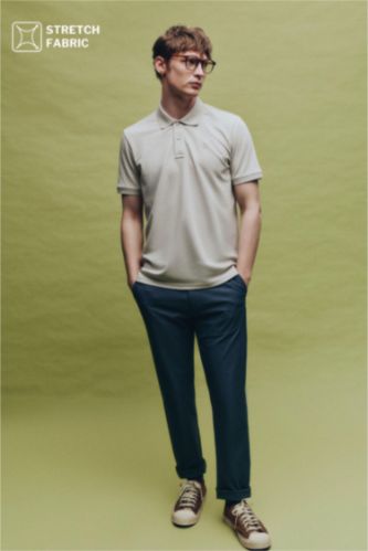 Man Indigo Cotton Trousers