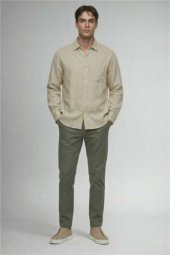 Мужчины Хаки Брюки из 100% хлопка