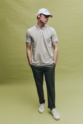 Men Khaki 100% Cotton Trousers