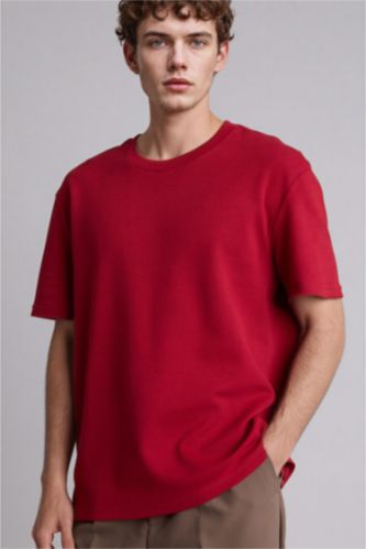 Erkek Bordo Kısa Kollu Tişört