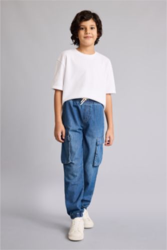 Erkek Çocuk - Genç Erkek Mavi Jogger Fıt Jean Pantolon Erkek Çocuk