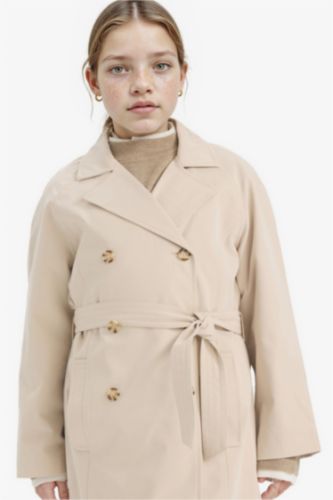 GIRLS & TEENS Sand Girl V-Neck Buttoned Trenchcoat