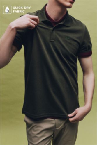 Erkek Haki Nefes Alabilen Polo Tişört