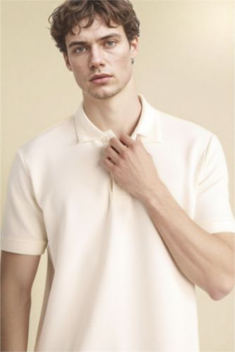 Мужчины Бежевый Футболка поло с коротким рукавом