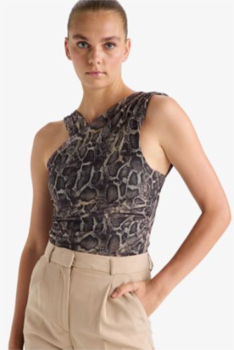 Animal Tulle Halter Collar Tank Top