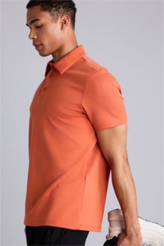 Erkek Turuncu Standart Modal Polo Tişört