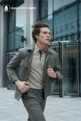 MAN Khaki Regular Fit Long Sleeve Overshirt