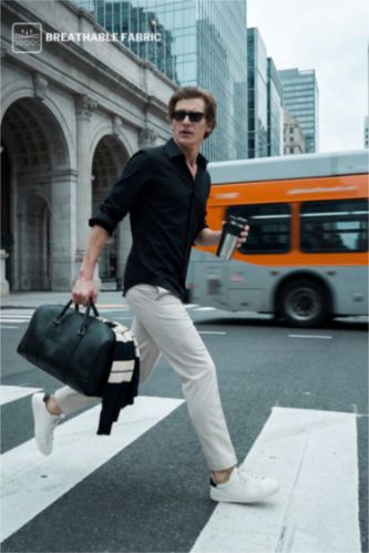 Ерлер қара Slim Fit поло жағалы ұзын жеңді негізгі basic жейде