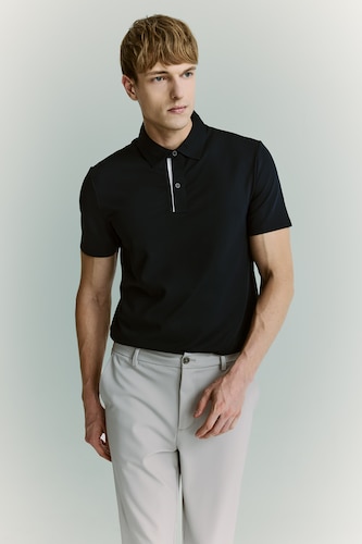 Men NAVY Polo Collar Short Sleeve Polo T-Shirt
