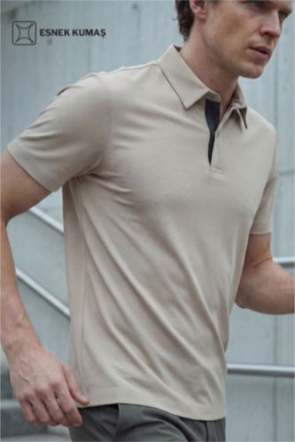 MAN Sand Slim Fit Short Sleeve Polo T-Shirt